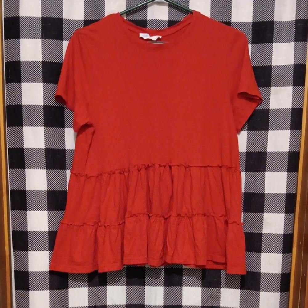 Red Ruffled Women's Top